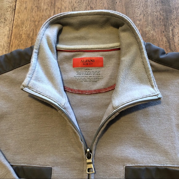 Alfani Men’s Gray Long Sleeve Zip-Up Sweater Sz S - Picture 2 of 3